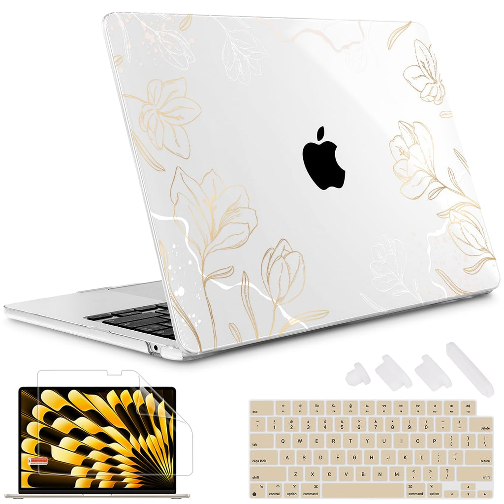  [AUSTRALIA] - May Chen Compatible with [2023 Newest Release] MacBook Air 15.3 Inch Case Model A2941, Plastic Hard Shell Case with Keyboard Cover for MacBook Air 15 M2 Chip Fits Touch ID, Floral Wallpaper