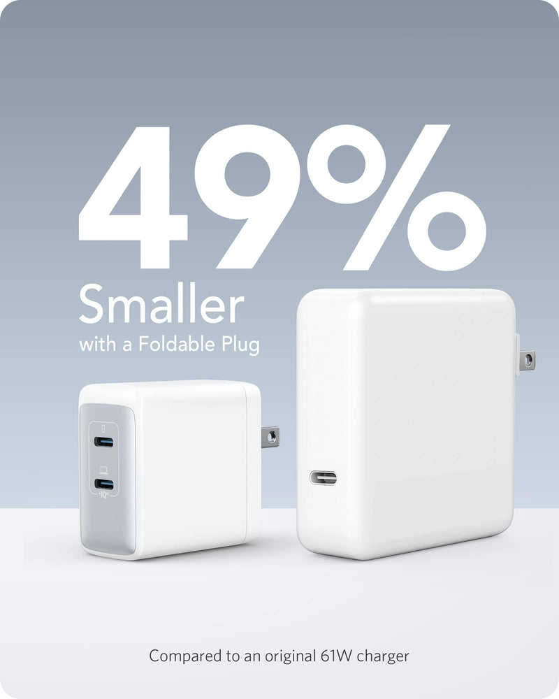  [AUSTRALIA] - Anker USB C Charger, 725 Charger (Nano II 65W) PPS Fast Charger Adapter, Foldable Compact Charger for MacBook Pro/Air, iPad Pro, Galaxy S20/S10, Dell XPS 13, Note 20/10+, iPhone 13, Pixel, and More White