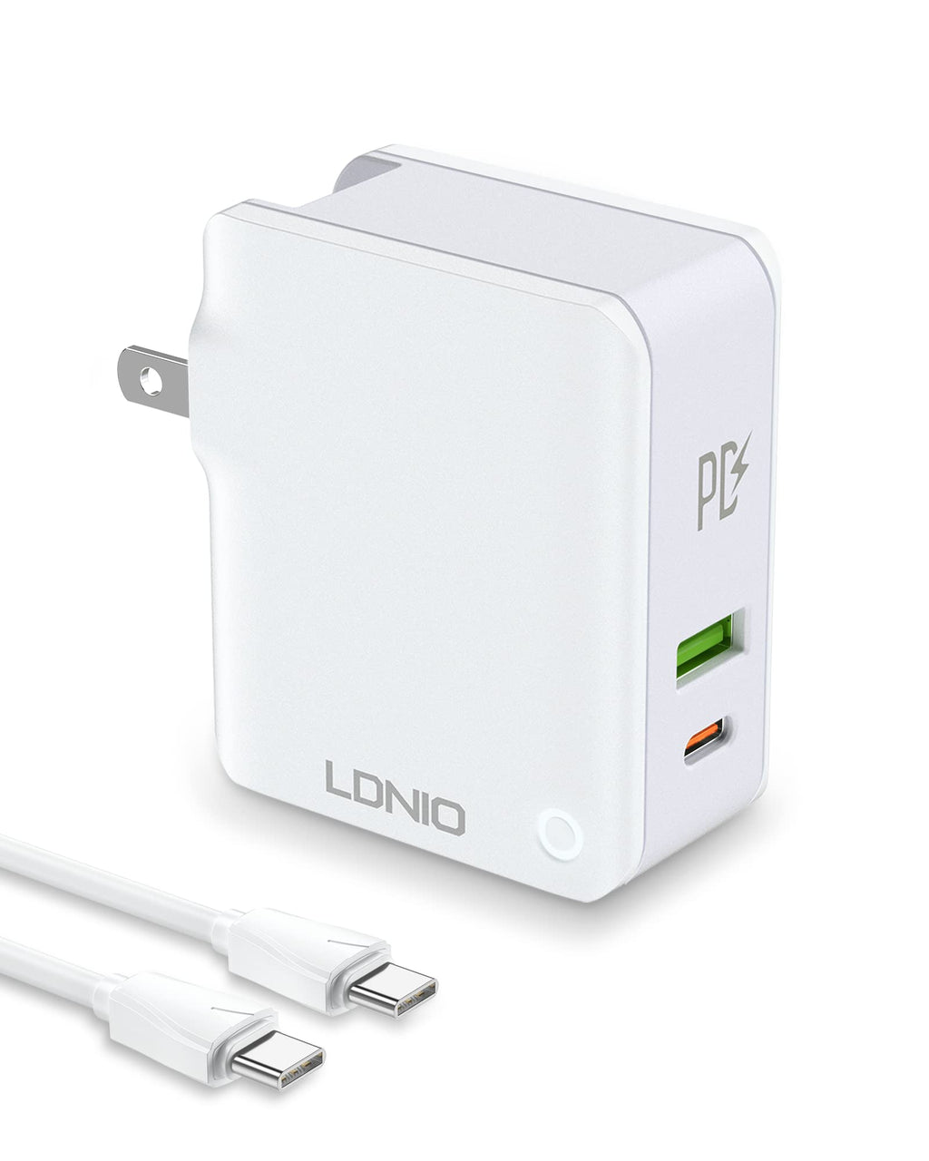  [AUSTRALIA] - USB C Wall Charger, LDNIO 32W PD Fast Charging Charger with 3.2ft Type Cable Compatible iPhone 13 Pro Max/13 Pro,12 Max/12 Pro, iPad Air/iPad SE 2022 and More, White (A4403C)