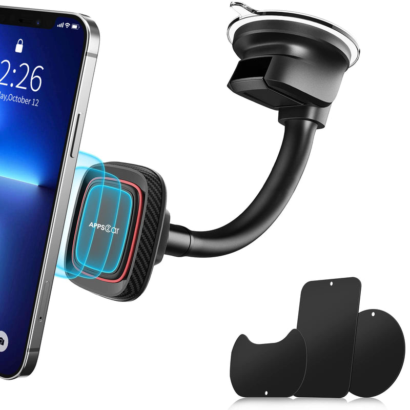  [AUSTRALIA] - APPS2Car Magnetic Car Phone Holder Mount with 6 Strong Magnets, Windshield Phone Magnetic Holder, Suction Cup Phone Holder for Car, Dashboard Magnet Holder, fit Most Smartphones & Mini Tablets