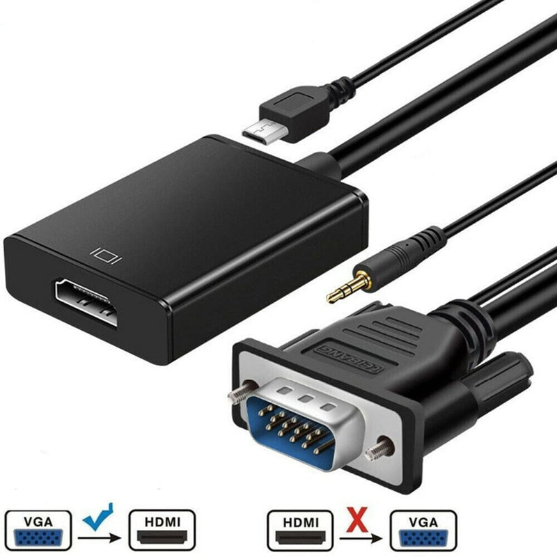  [AUSTRALIA] - Vga to Hdmi,VGA to HDMI Adapter with Audio,VGA Input to HDMI Output with 3.5mm Audio Jack Compatible for Computer, Desktop, Laptop, PC, Monitor, Projector, HDTV VGATOHDMI