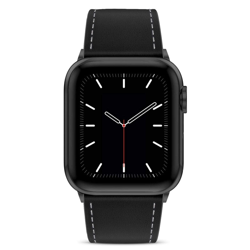 Marge Plus Compatible with Apple Watch Band 38mm 40mm, Genuine Leather Replacement Band Compatible with Apple Watch SE Series 6 5 4 (40mm) Series 3 2 1 (38mm), Black Band/Black Adapter Black/Black 38mm / 40mm - LeoForward Australia