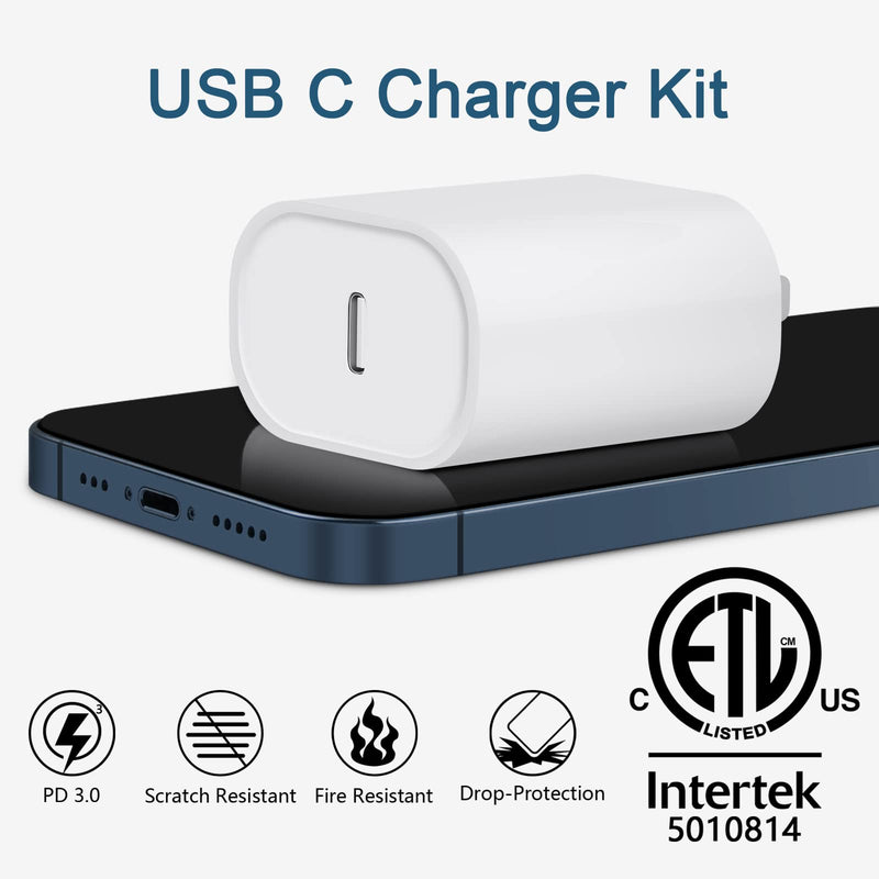  [AUSTRALIA] - iPhone 13 12 11 Charger Fast Charging, 【Apple MFi Certified】2-Pack 20W USB C Fast Charger with 6FT USB C to Lightning Cable Compatible with iPhone 13/12/11/Xs/8, iPad, AirPods Pro and More