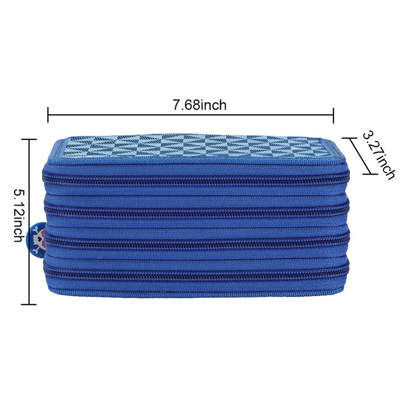  [AUSTRALIA] - 72 Slots High Capacity Zipper Pens Pencil Case Blue Plaid