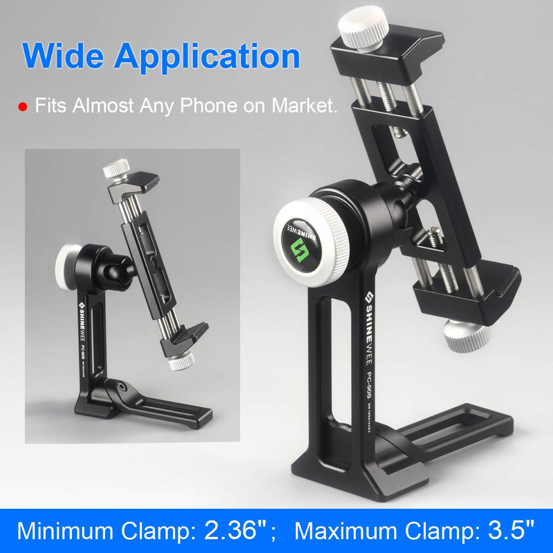  [AUSTRALIA] - Metal Phone Tripod Mount Adapter, Phone Holder Stand with Arca Swiss and 1/4" Screw Mount,360 Degree Vertical & Horizonta Rotate, Fits iPhone 7 8 9 X 11 12 13 14 Max Plus Mini Se Pro