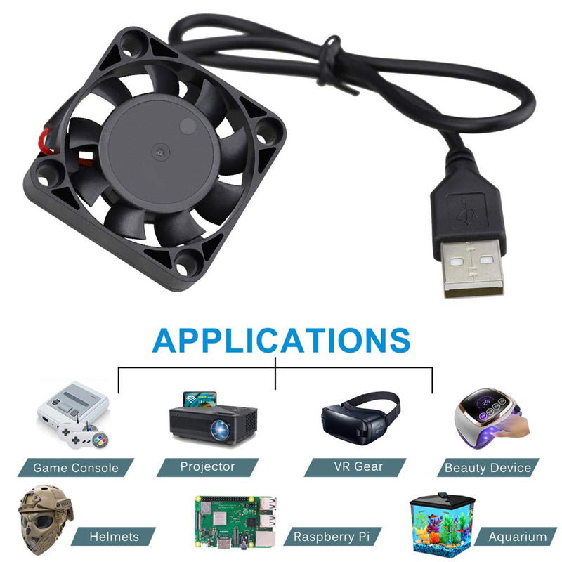 GDSTME 40mm USB Fan for VR Gear, Aquarium, Roku, Router, Raspberry Pi, Cosplay, Helmet Cooling Ventilation - LeoForward Australia