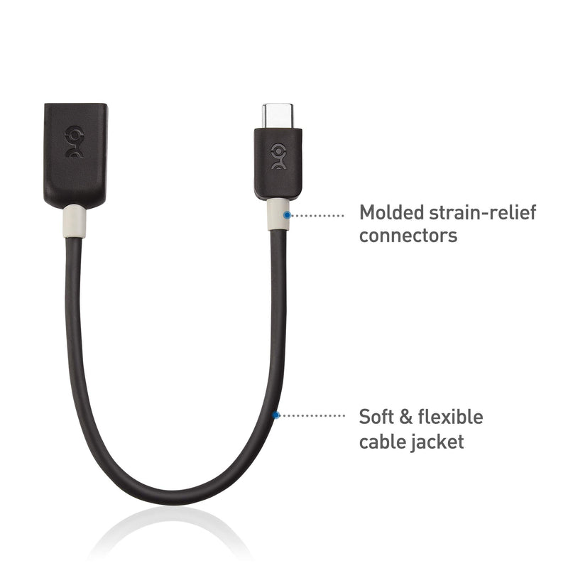  [AUSTRALIA] - Cable Matters USB C to USB Adapter (USB to USB C Adapter, USB-C to USB 3.0 Adapter, USB C OTG) in Black 6 Inches