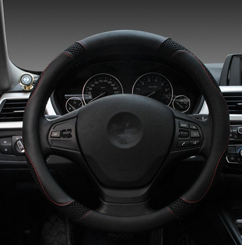  [AUSTRALIA] - Dee-Type Black Car Steering Wheel Cover Universal 15 Inch