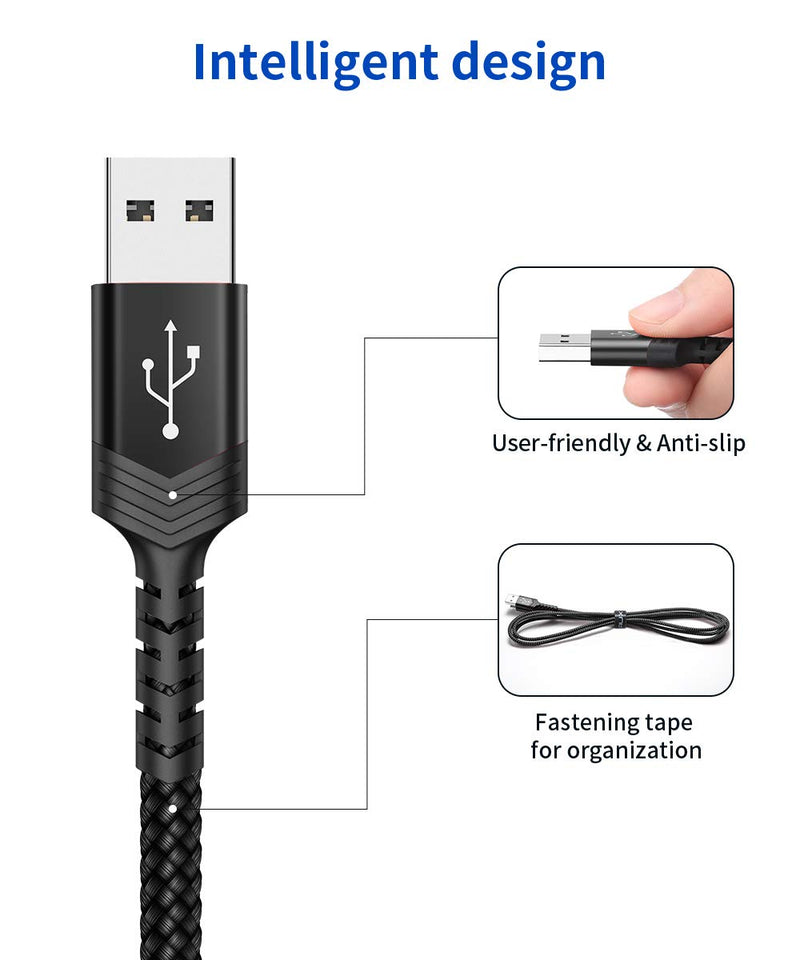 USB Type C Cable 3A Fast Charging [2-Pack 6.6ft], JSAUX USB-A to USB-C Charge Braided Cord Compatible with Samsung Galaxy S10 S9 S8 S20 Plus A51 A11,Note 10 9 8, PS5 Controller, USB C Charger-Black Black - LeoForward Australia