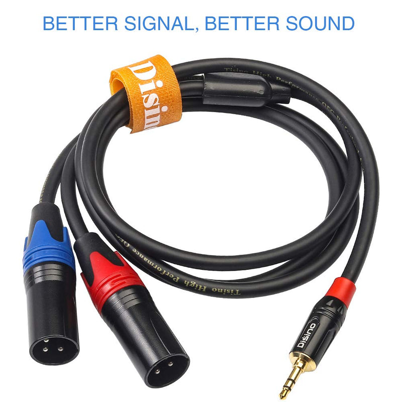  [AUSTRALIA] - DISINO 1/8 Inch to Dual XLR Male Y-Splitter Cable,Unbalanced 3.5mm Mini Jack TRS Stereo Aux to Double Male XLR Adapter Interconnect Breakout Patch Cord - 10 Feet/3 Meters