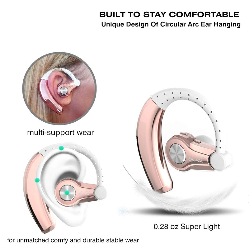  [AUSTRALIA] - PONYBRO Wireless Headset with Mic,Unmatched Comfy Wireless Earbud w/ 8 Hrs, HiFi Sound Cell Phone Earpiece Hands Free Headphone Compatible with Android/iPhone/Smartphones/Laptop, Rose Gold