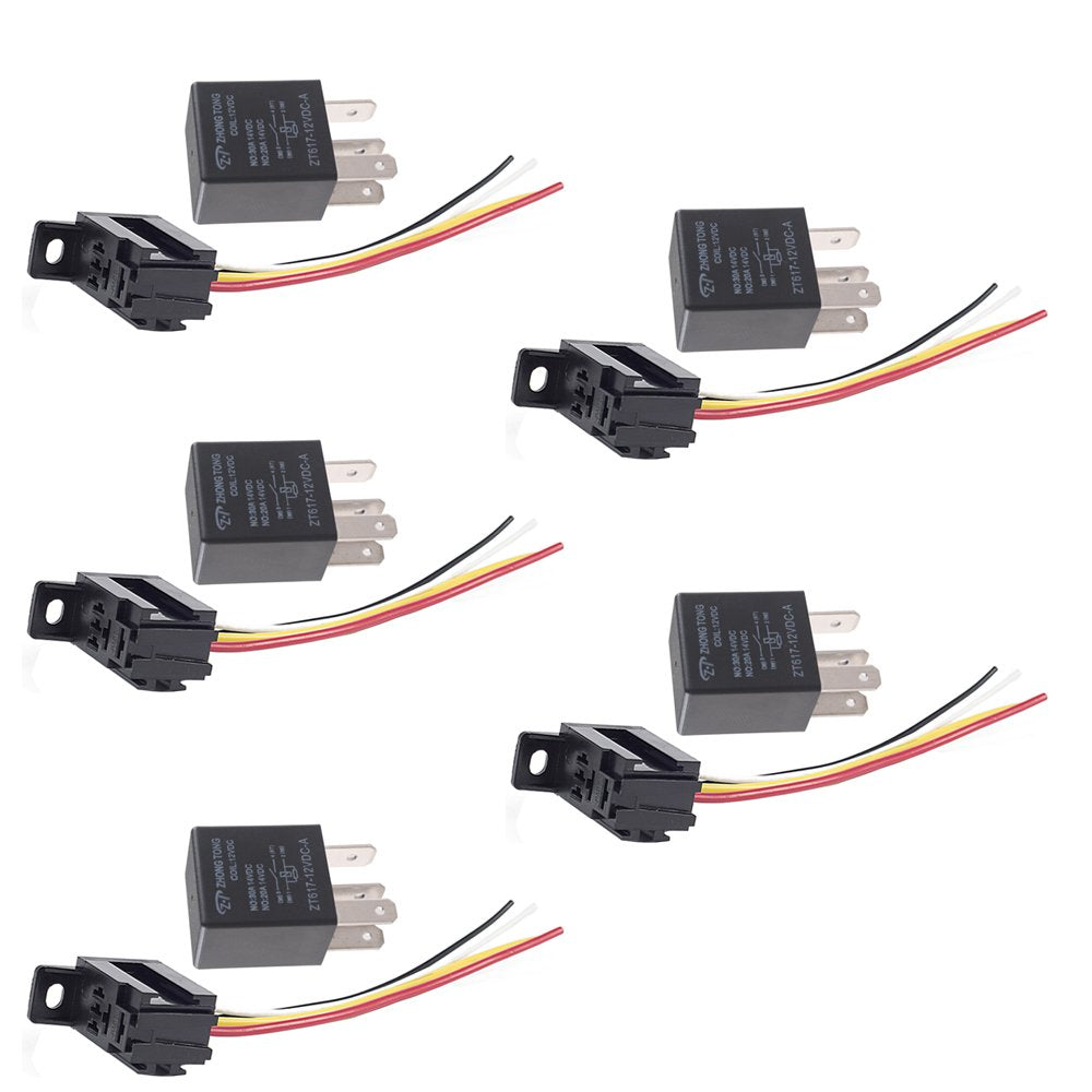  [AUSTRALIA] - ESUPPORT Car Heavy Duty Relay Switch 12V 30A SPST 4Pin Wire Socket Plug Harness Waterproof Electrical Automotive Pack of 5 30A 4Pin SPST