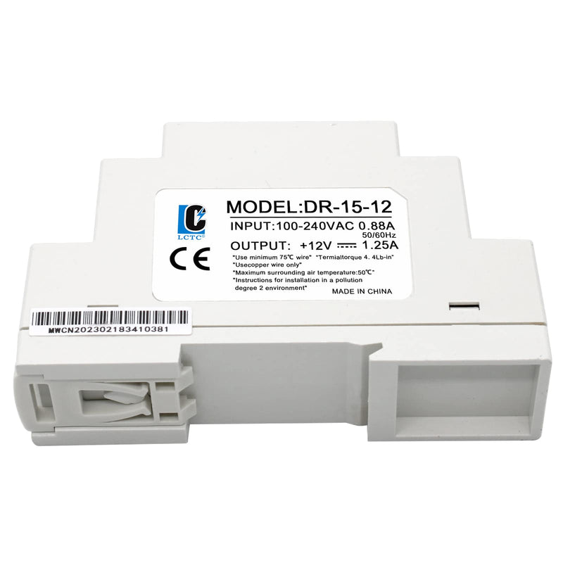 [AUSTRALIA] - LCLCTC DC 12V Din Rail Power Supply Slim 15W 1.25A(Input:100-240VAC,Output:12VDC,50/60HZ) Switching Power Supply Adapter(Volts_of_Direct_Current, 12)