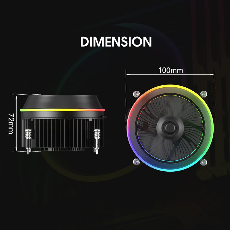  [AUSTRALIA] - Vetroo Eclipse Low-Profile ARGB CPU Cooler, 90mm 4-Pin PWM Fan, Premium Aluminum Fins, 95W TDP Air Cooler for Intel LGA 1700 Only