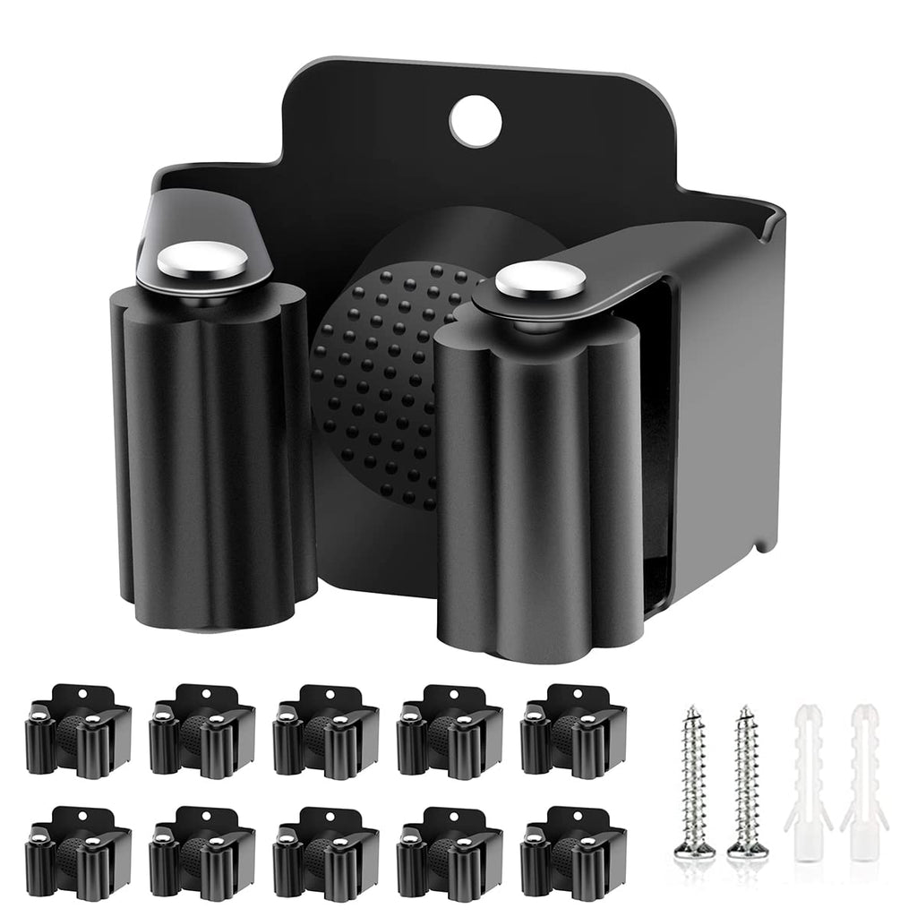  [AUSTRALIA] - Verdenu 10 piece tool holder set, broom holder, wall garden tool holder, broom holder including mounting material for kitchen, home, bathroom, garage, garden, black