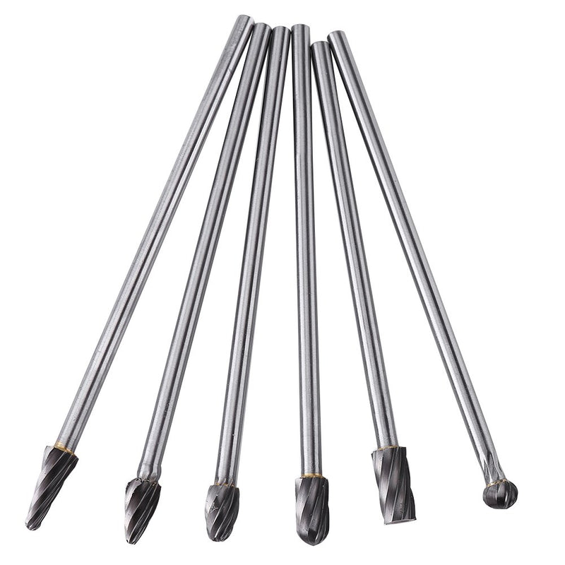 6pcs Tungsten Carbide Aluminum Rotary Files Burr Set 6mm Shank 10mm Cutting Diameter for Grinder Drill - LeoForward Australia