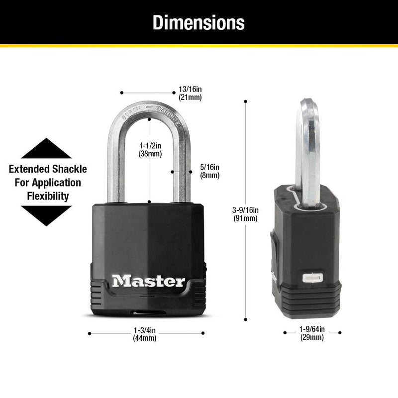  [AUSTRALIA] - Master Lock M115XDLF Magnum Heavy Duty Outdoor Padlock with Key, 1 Pack