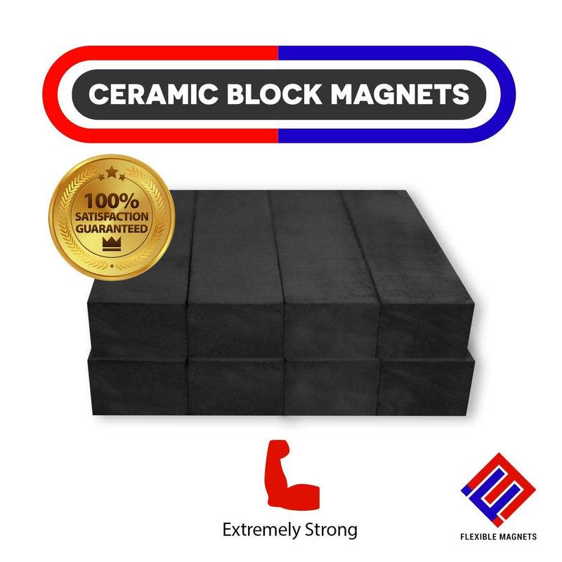 Heavy Duty Strong Bar Magnets - Ferrite Blocks Ceramic Rectangular Square Magnets - Bulk Magnet Grade 8 (Pack of 10) - LeoForward Australia