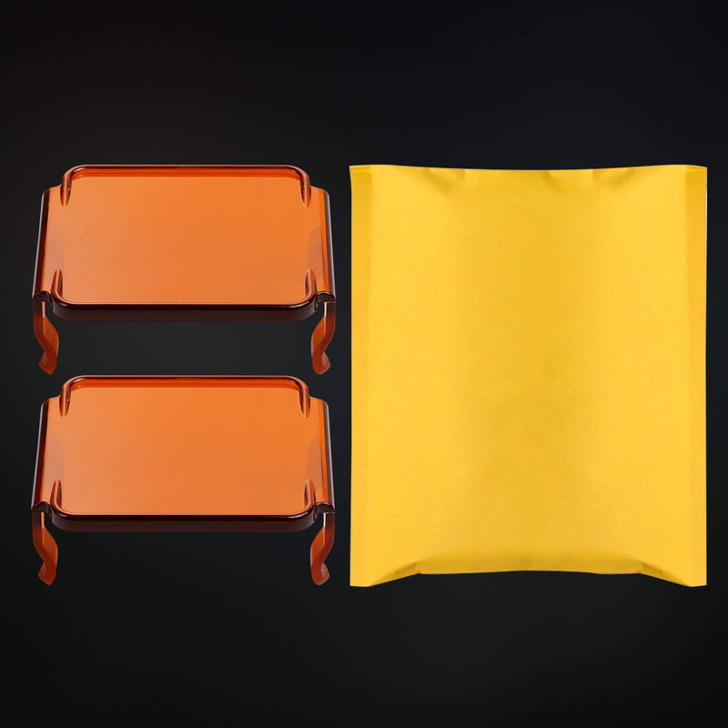  [AUSTRALIA] - LED Cube Light Covers, Teochew-LED 2Pcs 3 Inch LED Pods Covers Amber Square Light Covers Protective Polycarbonate Light Bar Lens Covers LED Cube Covers