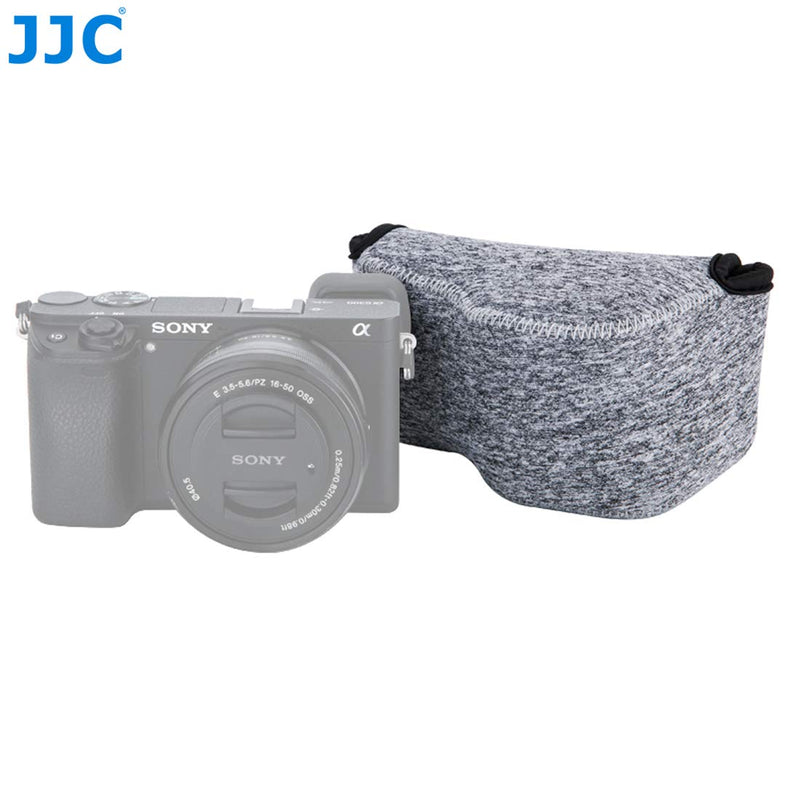  [AUSTRALIA] - JJC Grey Water Resistant Ultra Light Neoprene Camera Case, Pouch Bag, Compatible with Sony a6600 a6500 a6400 a6300 a6100 a6000 a5100 +16-50mm Lens Pancake Lense & Panasonic LX100 LX100 II Sigma FP