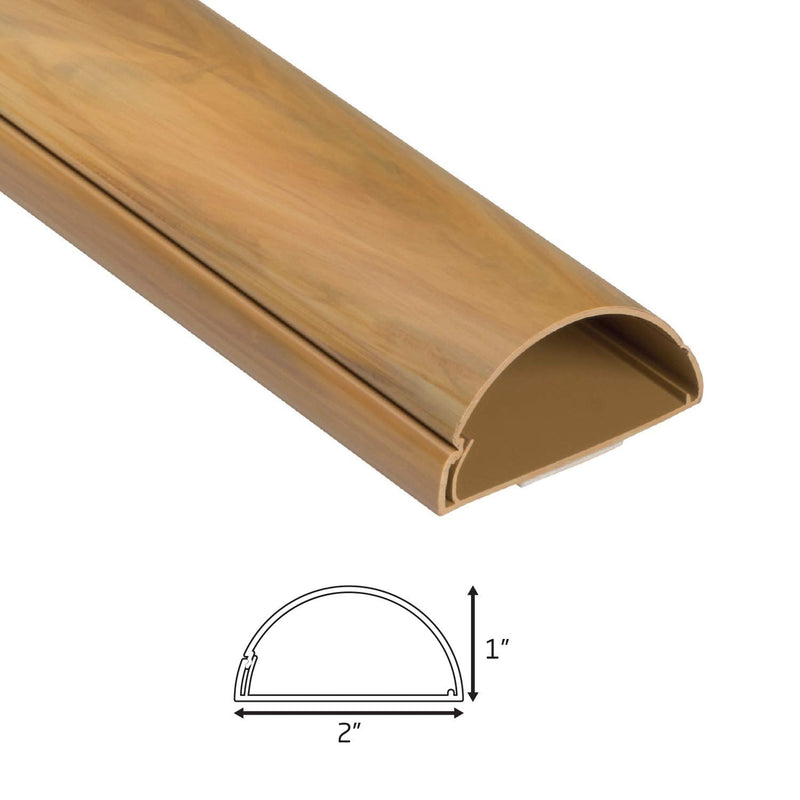  [AUSTRALIA] - D-Line TV Cord Cover Wood Grain-Effect, 39" One-Piece Half Round Cable Raceway, Wall Cable Concealer, TV Wire Hider, Decorative Cable Concealer - 2" (W) x 1" (H) x 39" Length Large Wood-Grain
