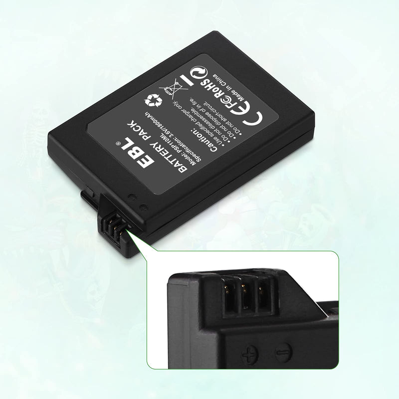  [AUSTRALIA] - EBL Rechargeable Battery Pack High Capacity 1800mAh Battery Pack Compatible with Sony PSP 1000 1001 1800mAh For PSP 1000