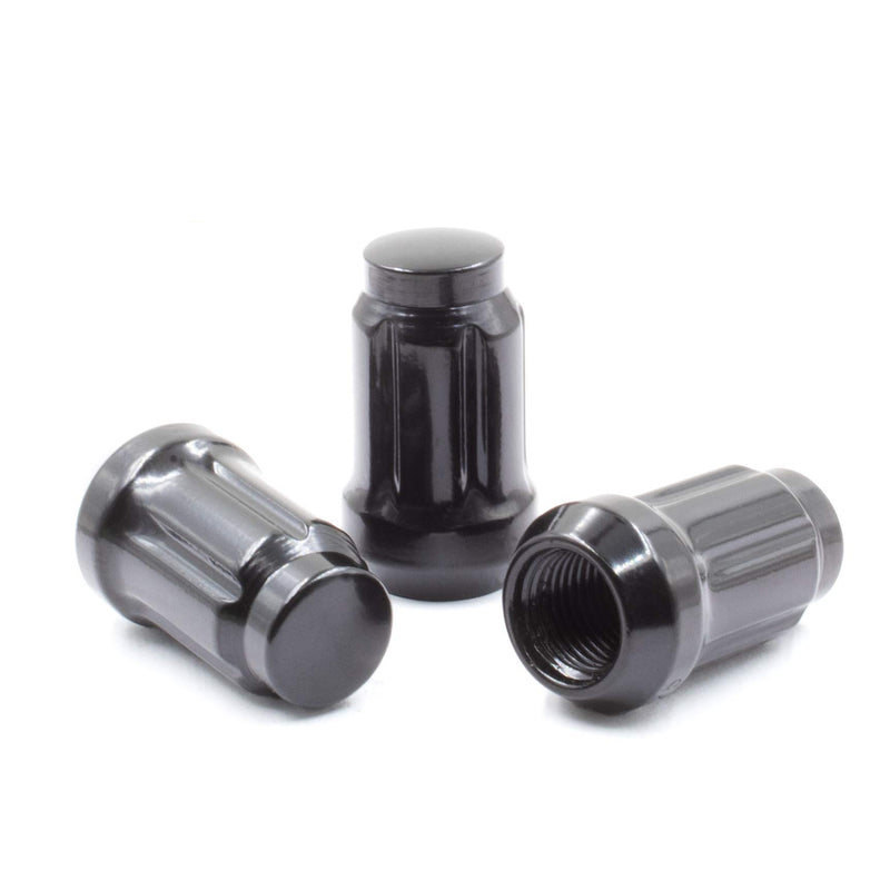  [AUSTRALIA] - Wheel Accessories Parts Set of 20 1.38in Long Car Small Diameter Lug Nut Closed End Bulge Acorn 6 Spline with Key (1/2 UNF, Black)