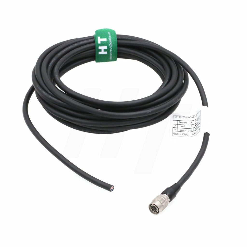  [AUSTRALIA] - HangTon Hirose 6 Pin Female HR10A-7P-6S to Open End Flying Cable Bare Wire for Basler ace Racer GigE Camera (Straight 6-pin, 1m) straight 6-pin