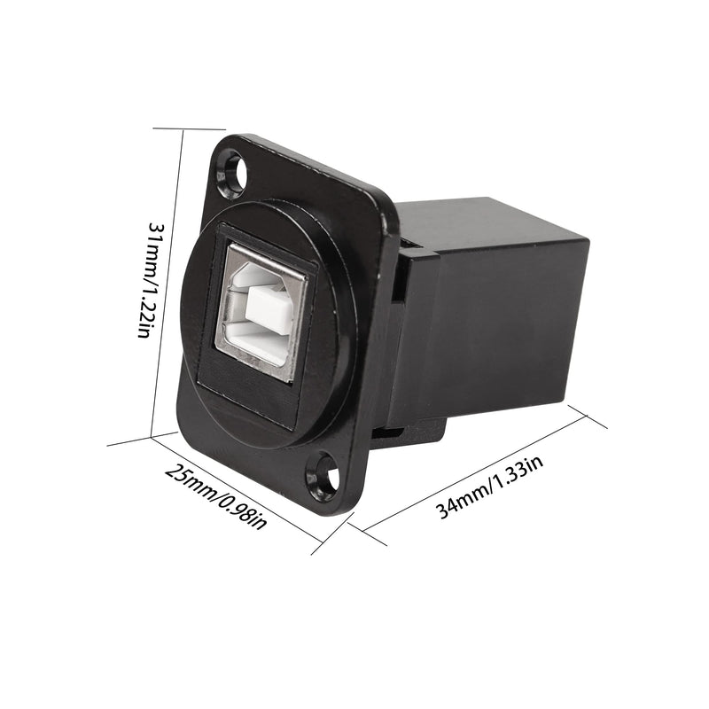  [AUSTRALIA] - QIANRENON USB B to A D Panel Mount Connector,USB 2.0 Data Connector Solderless Socket, Female to Female Converter Data Transfer Connectors for Audio Video Optoelectronic Network,Black