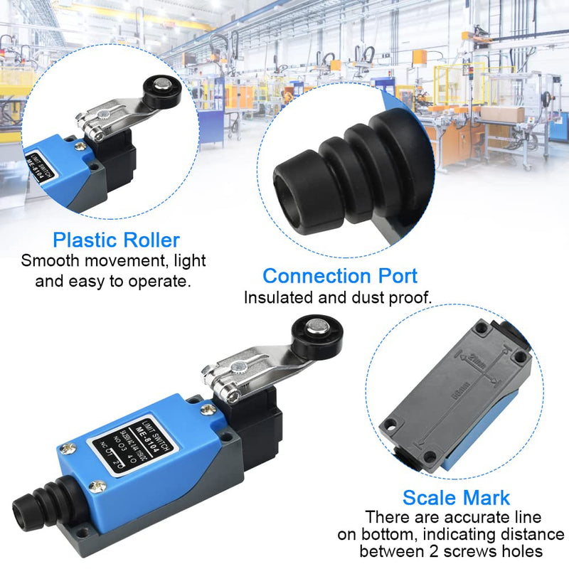  [AUSTRALIA] - Adjustable limit switch, OTTYMO 2 pieces limit switch, momentary limit switch, limit switch ME-8108/ME-8104 5A 250V AC / 0.4A 115V DC limit switch limit switch for electrical control switches