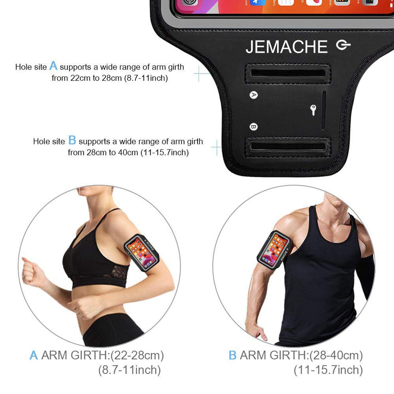  [AUSTRALIA] - iPhone 13 Pro, 12 Pro, 11 Pro, X, XS Armband, JEMACHE Water Resistant Gym Workouts Running Arm Band Case for iPhone X, XS, 11Pro, 12, 12Pro, 13, 13 Pro with Card Holder (Black) Black