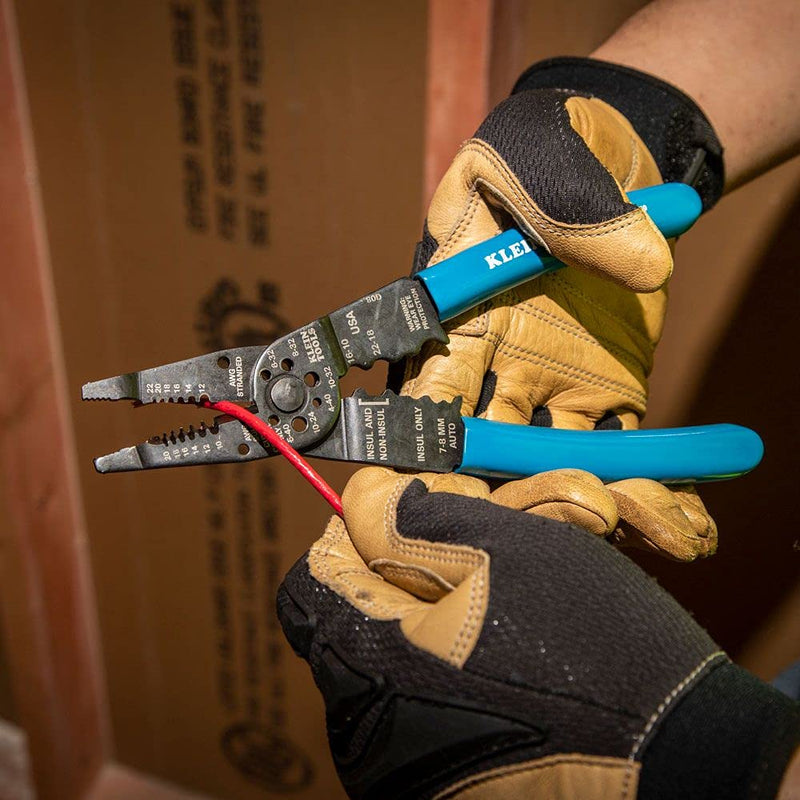  [AUSTRALIA] - Klein Tools 1010 Multi Tool Long Nose Wire Cutter, Wire Crimper, Stripper and Bolt Cutter Multi-Purpose Electrician Tool, 8-Inch Long