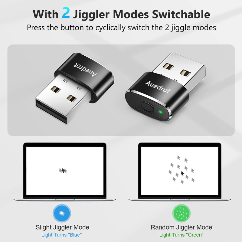  [AUSTRALIA] - Mouse Jiggler Undetectable Metal USB Mouse Mover with Switch Button, Automatic Mini Mouse Shaker with 2 Jiggle Modes, Mouse Simulator, Driver-Free, Plug & Play Keep Computer/Laptop Awake, Black, 2 PCS