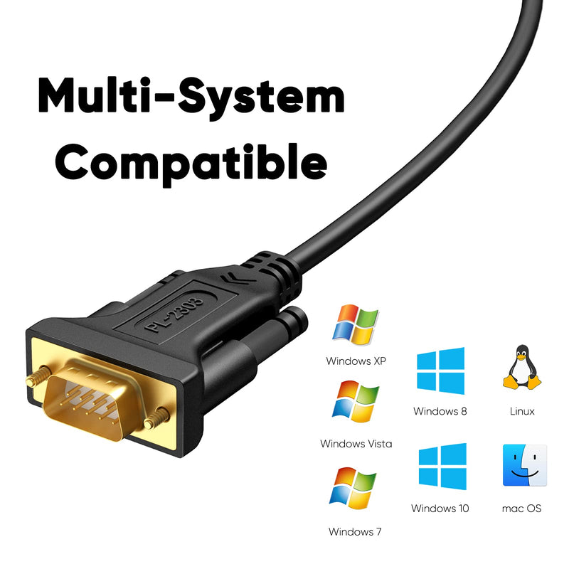  [AUSTRALIA] - CableCreation USB to RS232 Serial Adapter with PL2303 Chipset (2-Pack), 3.3 Feet DB9 Male Serial Converter Cable for Windows 10, 8.1, 8,7, Vista, XP, 2000, Linux , Mac OS, Black 3.3ft/2-pack