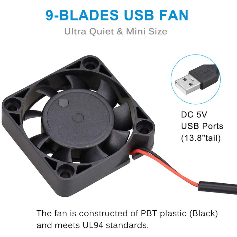 GDSTME 40mm USB Fan for VR Gear, Aquarium, Roku, Router, Raspberry Pi, Cosplay, Helmet Cooling Ventilation - LeoForward Australia