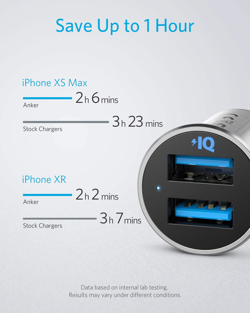 Car Charger, Anker Mini 24W 4.8A Metal Dual USB Car Charger, PowerDrive 2 Alloy Flush Fit Car Adapter with Blue LED, for iPhone 11/XR/Xs/Max/X/8/7/Plus, iPad Pro/Air 2/Mini, Galaxy, LG, HTC and More Silver - LeoForward Australia