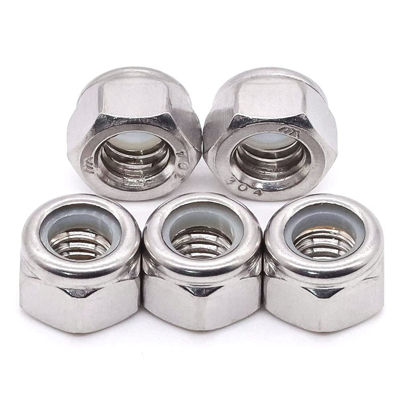  [AUSTRALIA] - Glvaner #10-24 Thread Size Stainless Steel Hex Locknuts with White Nylon Insert 304 Stainless Steel 18-8 100 Pack #10-24 ( 100 pcs)