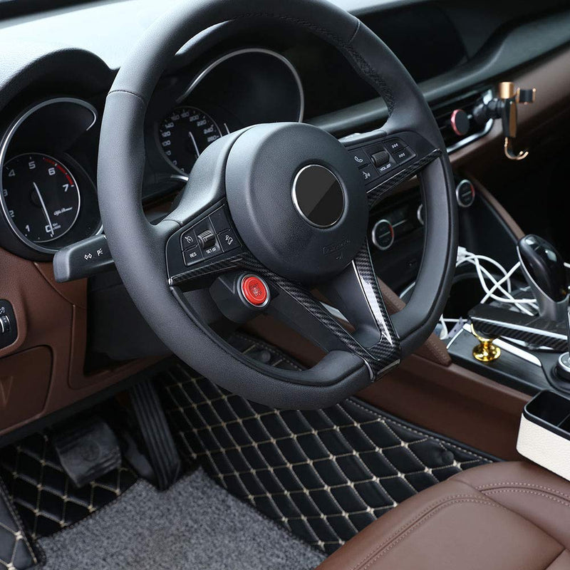  [AUSTRALIA] - Carbon Fiber Style ABS for Alfa Romeo Giulia Stelvio Steering Wheel V-shaped Frame Trim 1pc Accessories