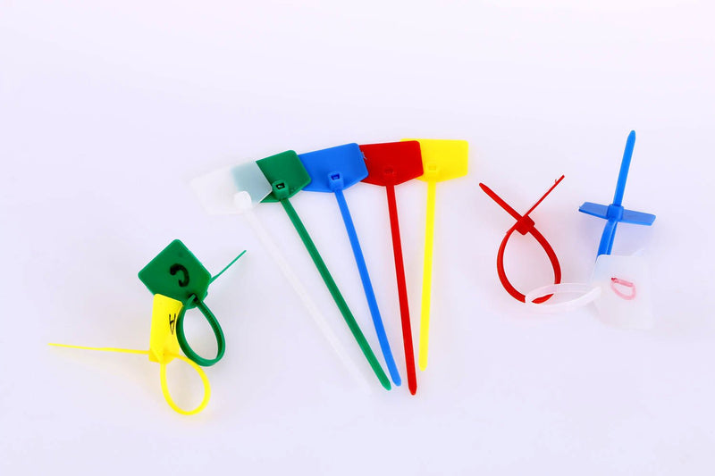  [AUSTRALIA] - Mini Skater 100Pcs Nylon Cable Marker Ties Self Locking Write On Ethernet Wire Marking Label Zip Ties With Mark Tags,5 Color