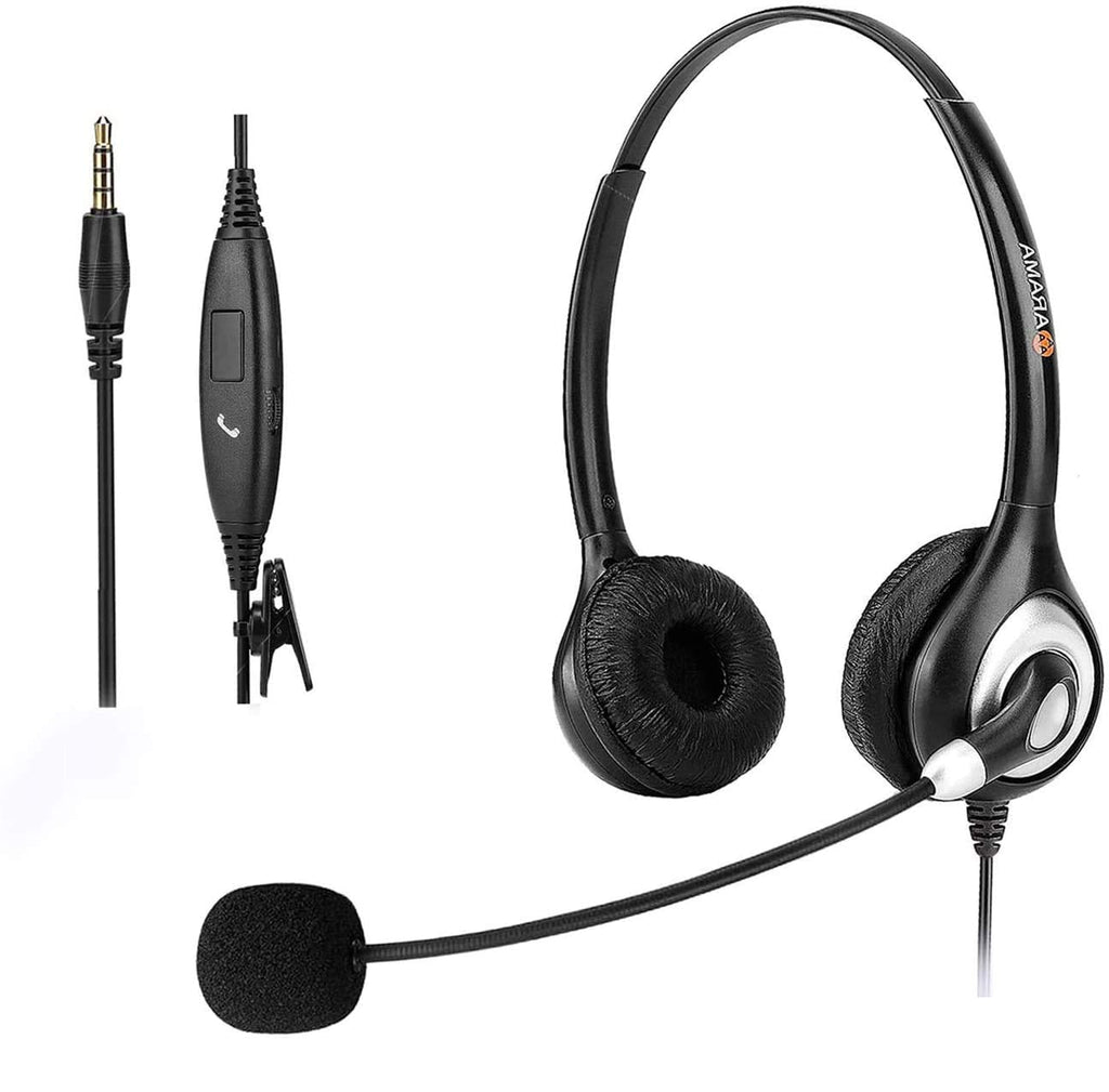  [AUSTRALIA] - Cell Phone Headset with Microphone Noise Cancelling & Call Controls, Ultra Comfort 3.5mm Computer Headset for iPhone Samsung PC Business Skype Softphone Call Center Office, Clear Chat, Ultra Comfort