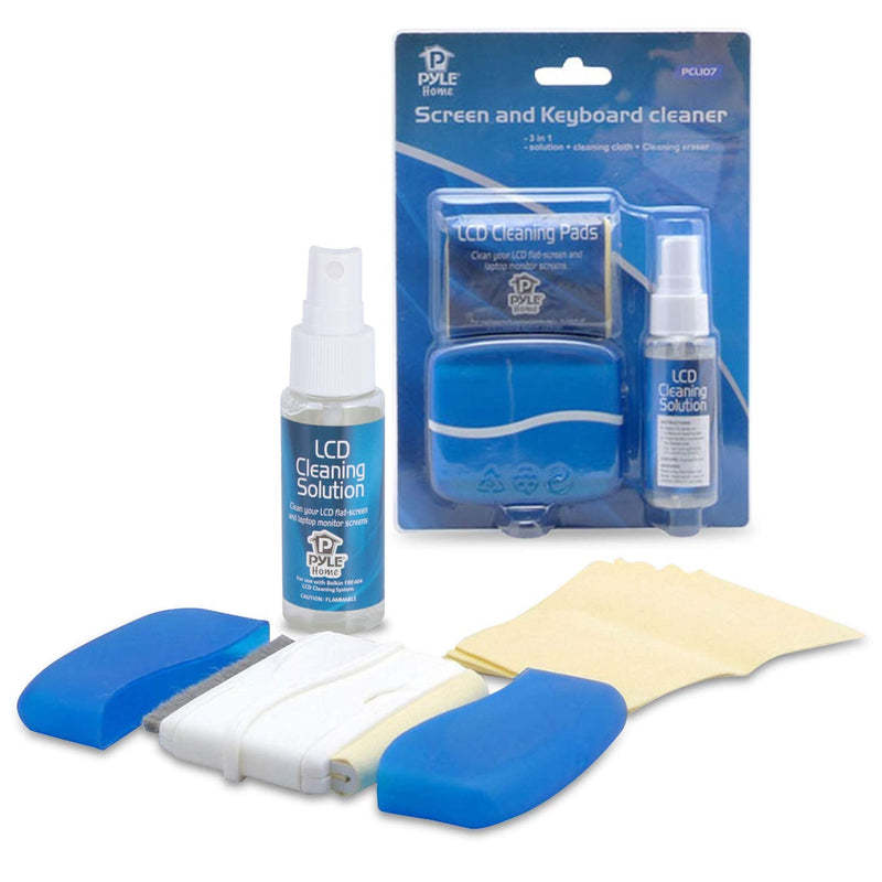  [AUSTRALIA] - Pyle Home Computer LCD Screen Cleaning Kit-Tool Includes Cleaner Solution Spray, Keyboard Brush, 5 Microfiber Cloth Wipes-Cleans Laptop Surface, Plasma / Flat TV Monitor, Macbook, iPad, iPhone PCL107