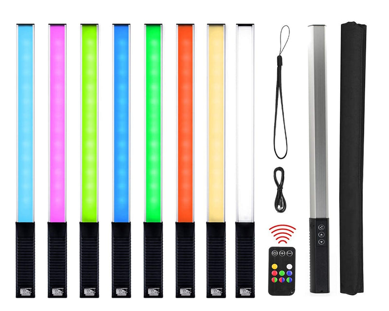  [AUSTRALIA] - LUXCEO RGB LED Photography Lighting Portable Wand Handheld LED Video Light 1000 Lumens CRI 95+ USB Rechargeable with Remote Control, Carry Bag, Adjustable Color Temperature 3000K-6000K and 36 Colors