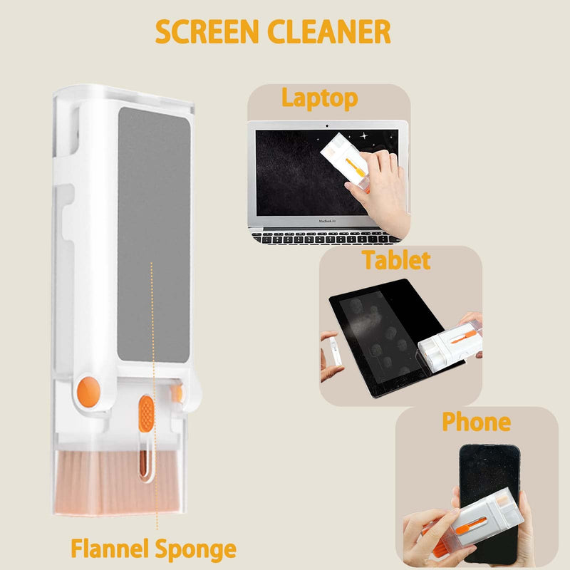  [AUSTRALIA] - Wackolee 8 in 1 Laptop Screen Keyboard Cleaner Kit, Electronic Cleaner Kit with Cell Phone Stand, Cleaning Tool for Computer/Cell Phone/Earphone AirPods/PC/Laptop/Keyboard with 2ml Mist Spray