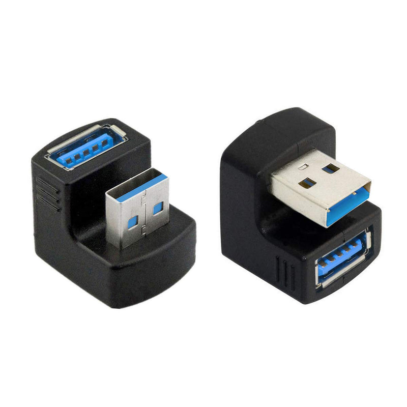  [AUSTRALIA] - Xiwai 1 Set Up & Down Angled USB 3.0 Adapter A Male to Female Extension 180 Degree 5Gbps