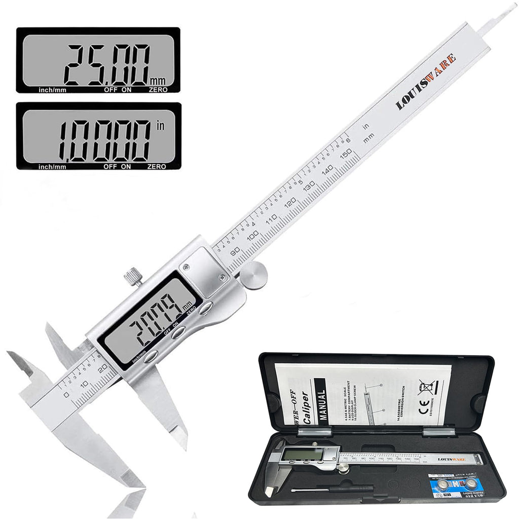  [AUSTRALIA] - Digital Caliper 0-150mm/0-6 Inch, High-Precision Stainless Steel Caliper, Electronic Digital Caliper, Vernier Caliper, for Indoor, Outdoor & Step Measurement, LED Display, Household and Industry23 RO-04