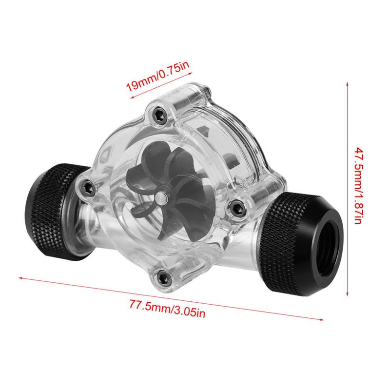 G1/4" Water Flow Meter Female To Female Transparent Measuring Indicator 8 Impellers PC Water Cooling Flowmeter Tube Connectors, Acrylic + Silicone Black - LeoForward Australia