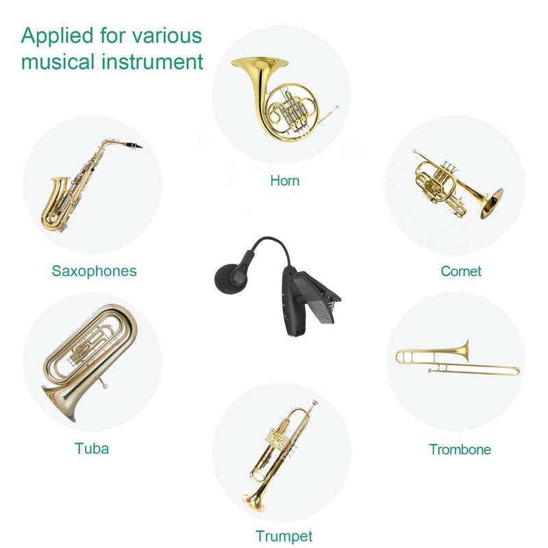  [AUSTRALIA] - Wireless Instrument Microphone,UHF Clip Condenser Mic,for Horns,Trumpets,Clarinets, Saxophones, Cello, Computer, Phone, Speakers, Voice Amplifier 131ft Range, 1/8＆1/4'' Port