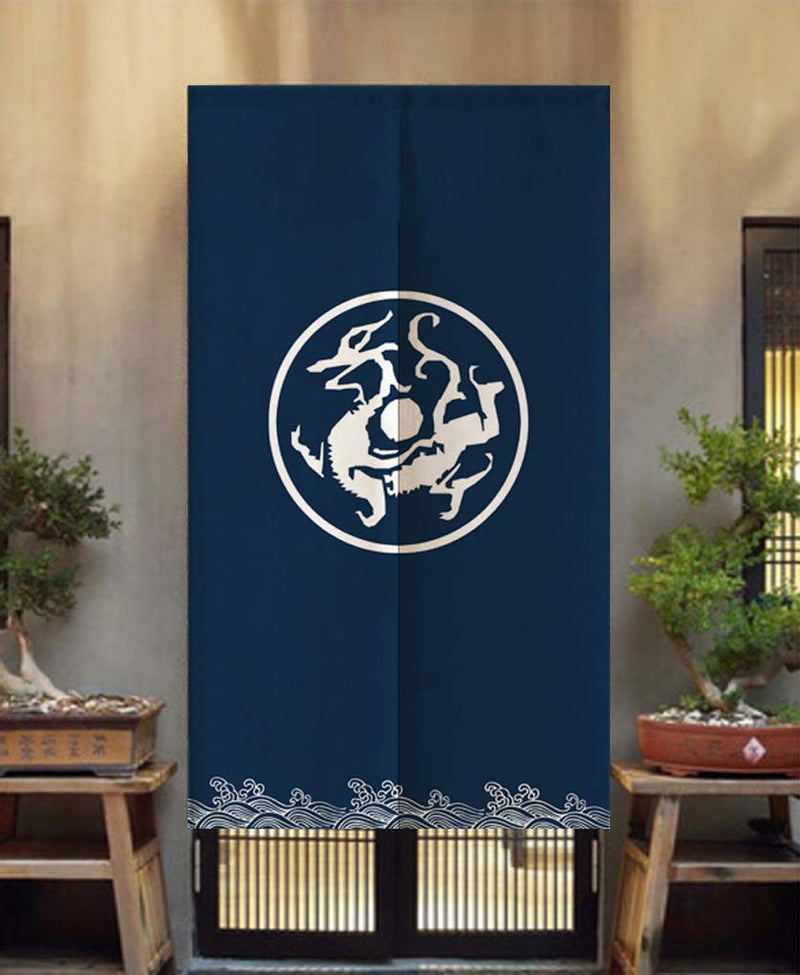  [AUSTRALIA] - TJ Global Japanese Noren Doorway Curtain/Tapestry for Home or Restaurant - 33.5” x 59” (Dragon) Dragon