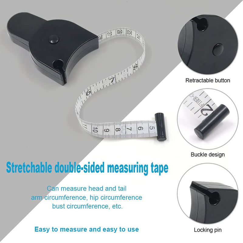  [AUSTRALIA] - 2Pcs 60inch Body Measure Tape, Waist Measuring Tape with Push Button and Lock Pin, Measuring Healthy Tape for Wrists Shoulders Thighs Waist (Black)