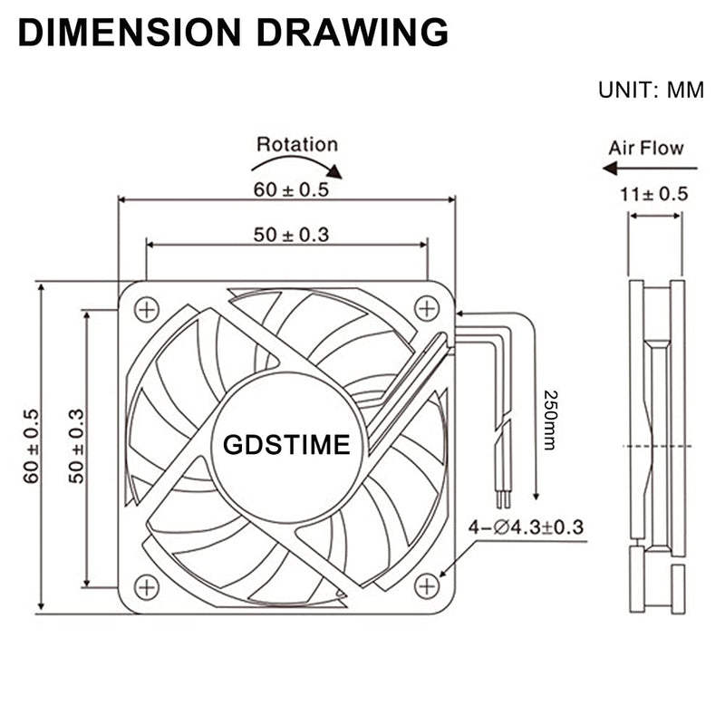  [AUSTRALIA] - GDSTIME 60mm Fan, 5Volt Fan, 60x60x10mm 0.18A Brushless DC Cooling Fan